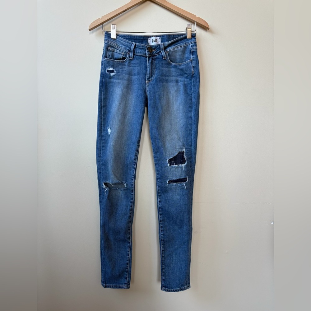 PAIGE Denim Jeans - Size 27 - Distressed with Patchwork Detail